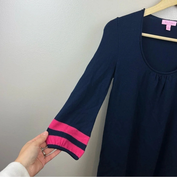 Lilly Pulitzer Connie Sweater Dress Size XS Blue Pink Stripes Preppy Merino Wool - Picture 4 of 9